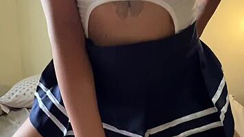 big titty college goth slut bounces natural boobs passionately