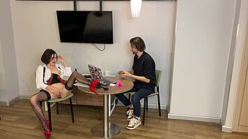 I blasted cum on secretary's glasses she squirted office mess!