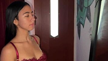 latina model caught trying lingerie, fuck her now?