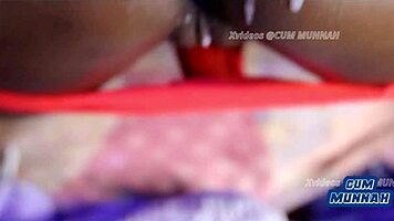 Rough backshots on sexy ebony ass in red panties with bbc cumshot? 