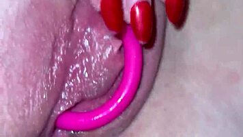 Jumping on that huge cock while buzzing vibrator deep inside!