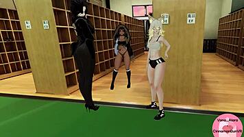 three hot girls dominate you with feet orgasm in vrchat