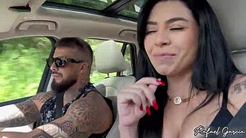 Girlfriend left alone in parking lot masturbates hard squirting everywhere deliciously