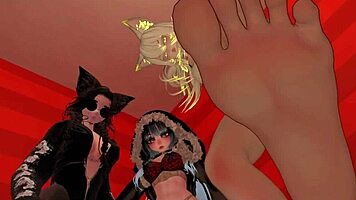 three hot girls dominate you with feet orgasm in vrchat