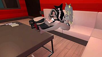 three hot girls dominate you with feet orgasm in vrchat