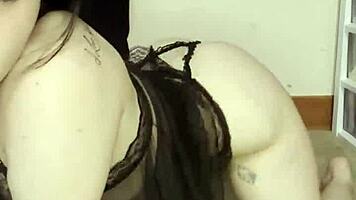 Petite goth teen shakes fat juicy ass in ripped lingerie tease