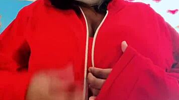 Shyguy cosplay nerd dances with huge oiled natural tits bouncing