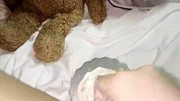 kinky 18+ teen masturbates with creamy cake in 4k