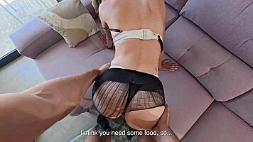 Feverish beauty takes massive dick pounding while utterly spent