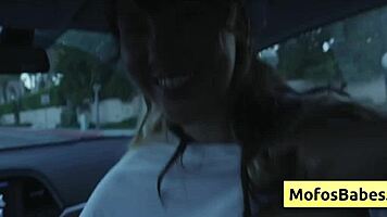 sexy asian tomie tang teases natural big boobs in car