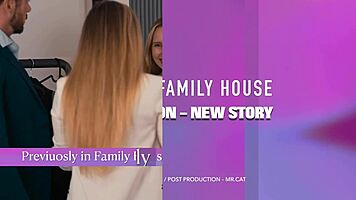 tied milf gets cheek fucked by guy and woman in bed threesome