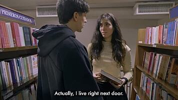 he bends over the pretty petite librarian for rough doggystyle domination