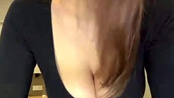 big milky natural tits bounce as mature wife masturbates on webcam