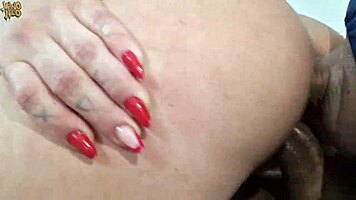 Hairy Brazilian slut double penetrated rides big cocks squirting creampie