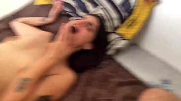 Chubby latina wife moans loud as hubby pounds her wet pussy missionary style