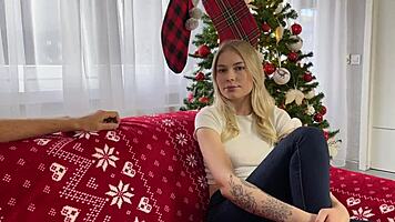 blonde teen's wet casting lips wrap monster cock