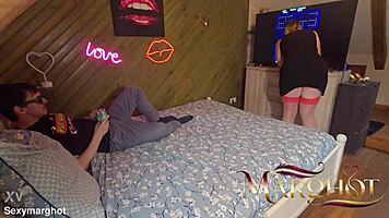 belle-mere gets heated fucks hard fills pussy eats cum