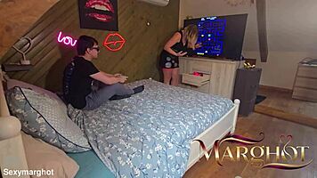 belle-mere gets heated fucks hard fills pussy eats cum