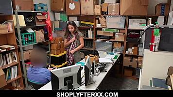 Inked brunette teen punished hard for shoplifting theft