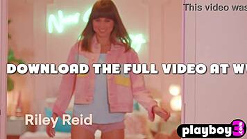 Petite Brunette MILF Riley Reid Poses Passionately Ripping Lingerie for Booty Show