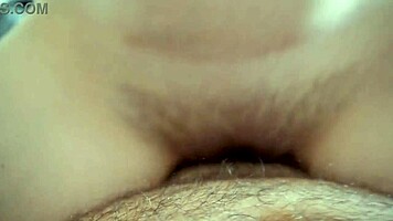 brunette with red lips gives pov deepthroat creampie ride