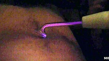 Mature dominatrix trains skinny redhead in bdsm handjob cum eating