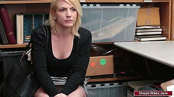 Blonde milf caught stripping gets office officer pounding