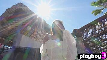 Hannah Le's sexy big ass posing nude outdoors for Playboy stunner 😍🍑 check that teen body glow