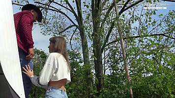 Behind Scenes Lili Charmelle Cowgirl Fucks Outdoors Deepthroat Doggystyle Couple