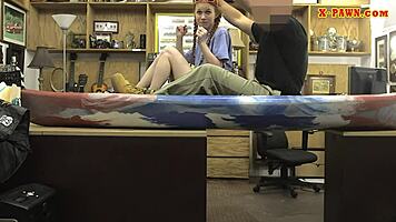 redhead teen pounded hard at pawnshop in intense pov