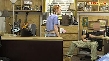 redhead teen pounded hard at pawnshop in intense pov