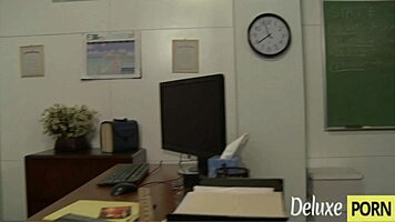 Cute teens masturbate college office