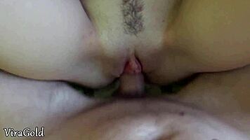 Girlfriend bent over doggystyle creampied after bisexual pussy licking