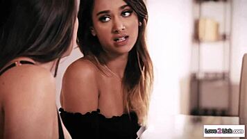 whoa busty milf boss facesits petite teen in wild lesbian lick!