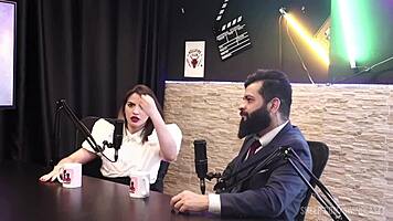 lady snow and lord kenobi tease tifany swing in sheer red lingerie casting outdoors