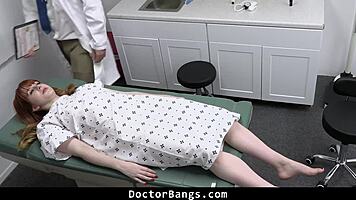 doctor's hush-hush bargain unlocks shy redhead nurse's bent over big cock exam