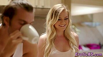 blonde teen babe bent over doggystyle in garage hardcore