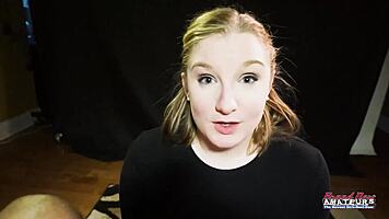 Lottie Peers delivers curvy blonde rimjob with greedy cum swallow