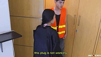 boss's sexy brunette employee bent over for secret doggystyle pounding