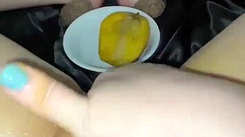 exotic arab babe's weird food play in los angeles