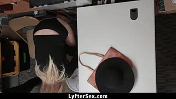 grandmother and young thief punished hard in garage submission