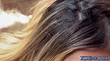 blonde's tight pussy milked doggy style pov creampie