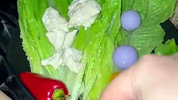 exotic arab babe's weird food play in los angeles