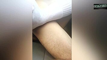 Hairy Pussy Whore in Stockings Fucks Taxi Driver Revenge
