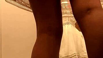 spy cam peeks at teen's nude curves in white dresses