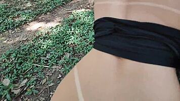 hot tease in woods leads to tight ass virginity taken outdoor pov