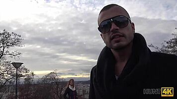 hunt4k. sexy redhead cheats on dumb hubby for cash pov blowjob