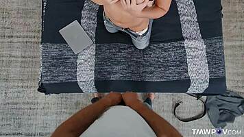 Charming blonde flashes neighbor for rough pov doggystyle fix