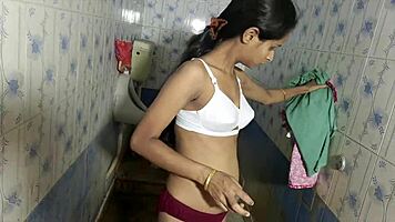 desi babe blows mind before hard bathroom fuck