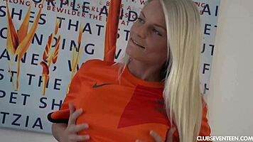 Busty Jessie masturbates solo